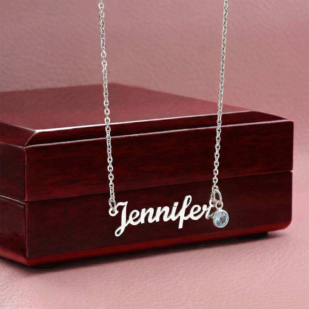 Personalized Name Necklace with Birthstone