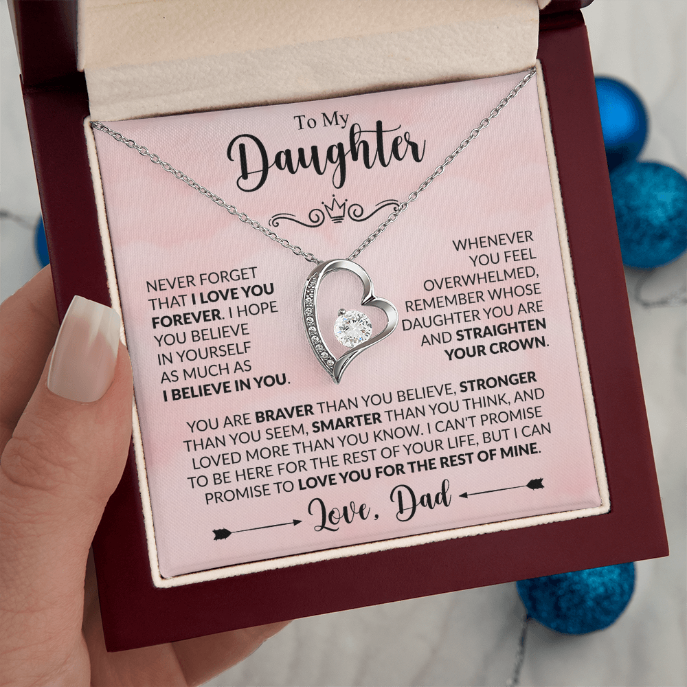To My Daughter Necklace Gift From Dad – Never Forget I Love You Forever