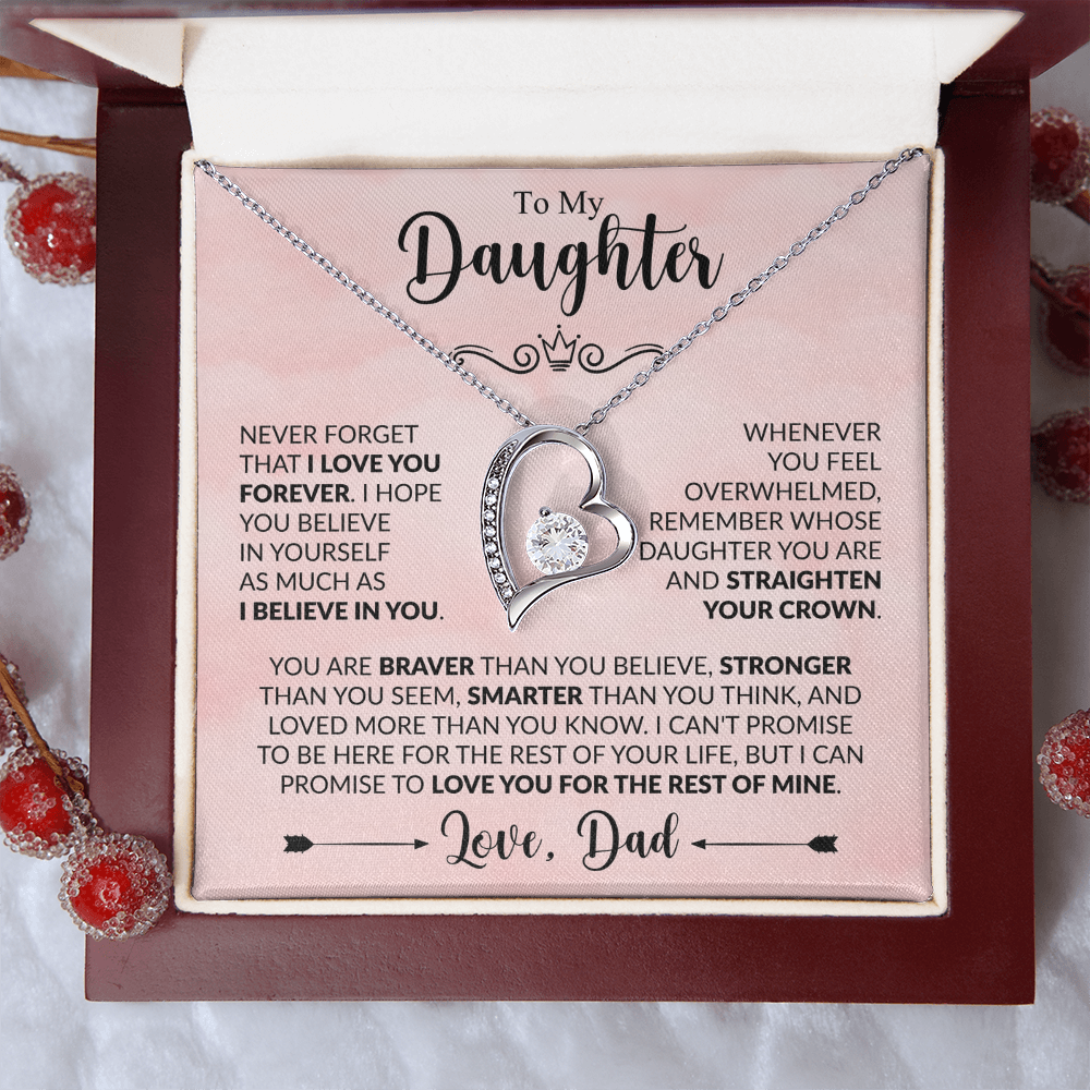 To My Daughter Necklace Gift From Dad – Never Forget I Love You Forever