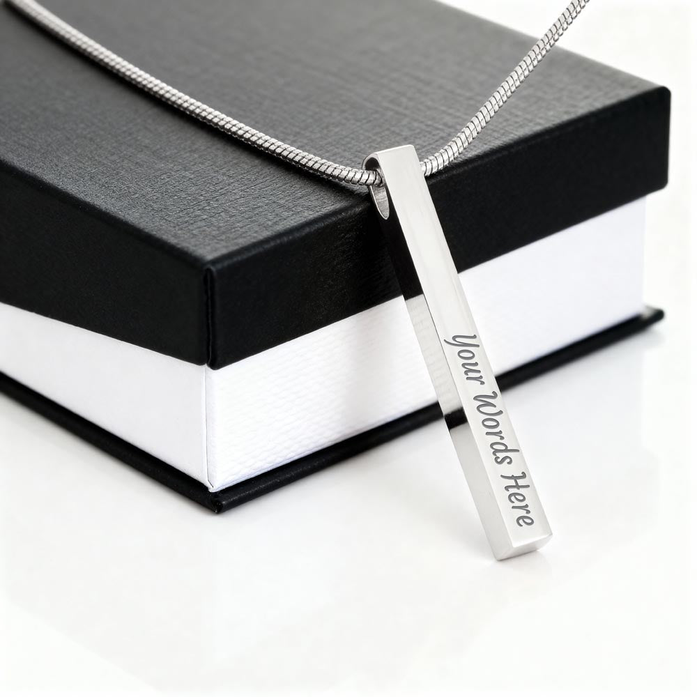 Custom 4-Sided Engraved Stick Necklace