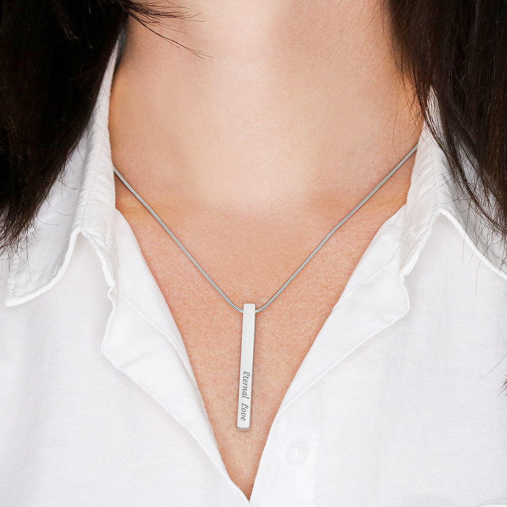 Custom 4-Sided Engraved Stick Necklace