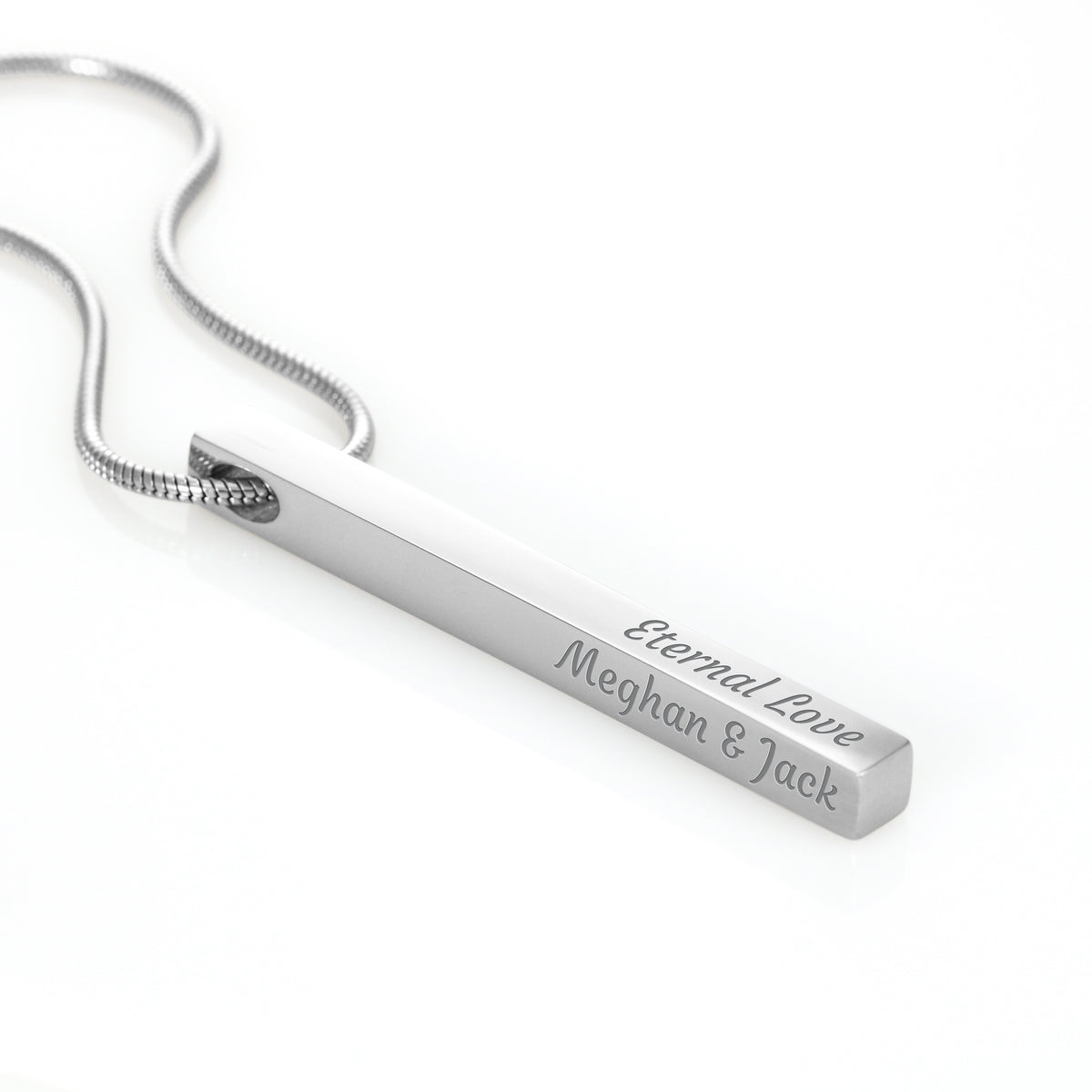 Custom 4-Sided Engraved Stick Necklace