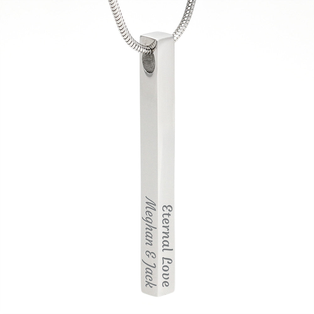 Custom 4-Sided Engraved Stick Necklace