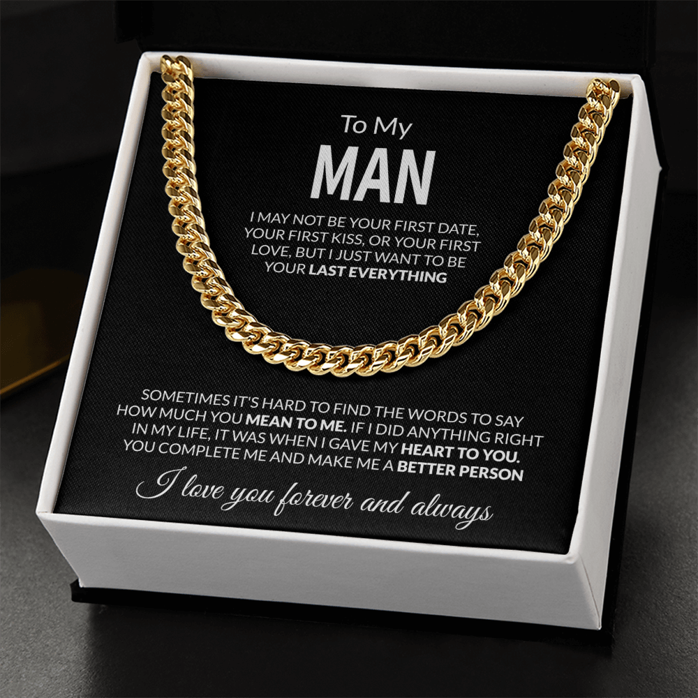 To My Man Cuban Link Chain | Romantic Gift for Him