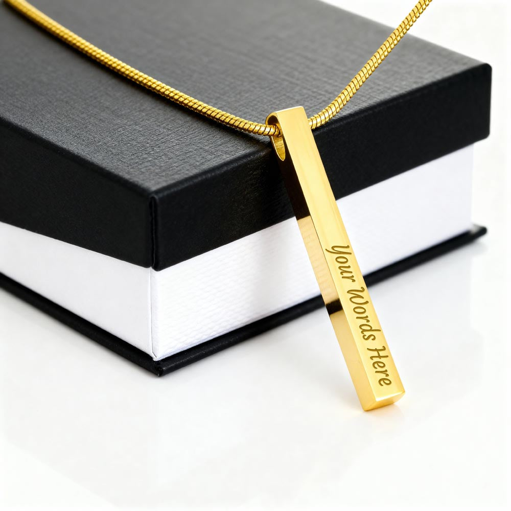 Custom 4-Sided Engraved Stick Necklace