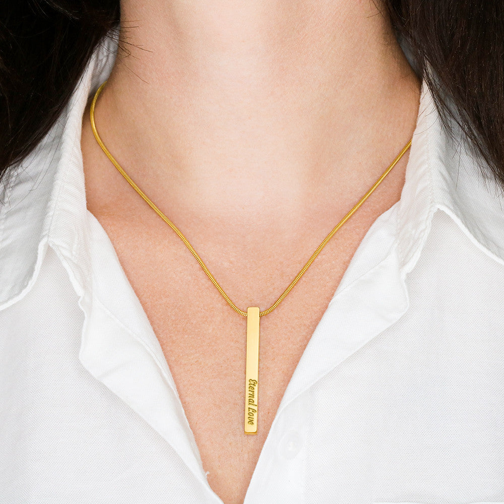 Custom 4-Sided Engraved Stick Necklace
