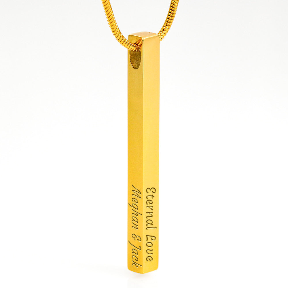 Custom 4-Sided Engraved Stick Necklace