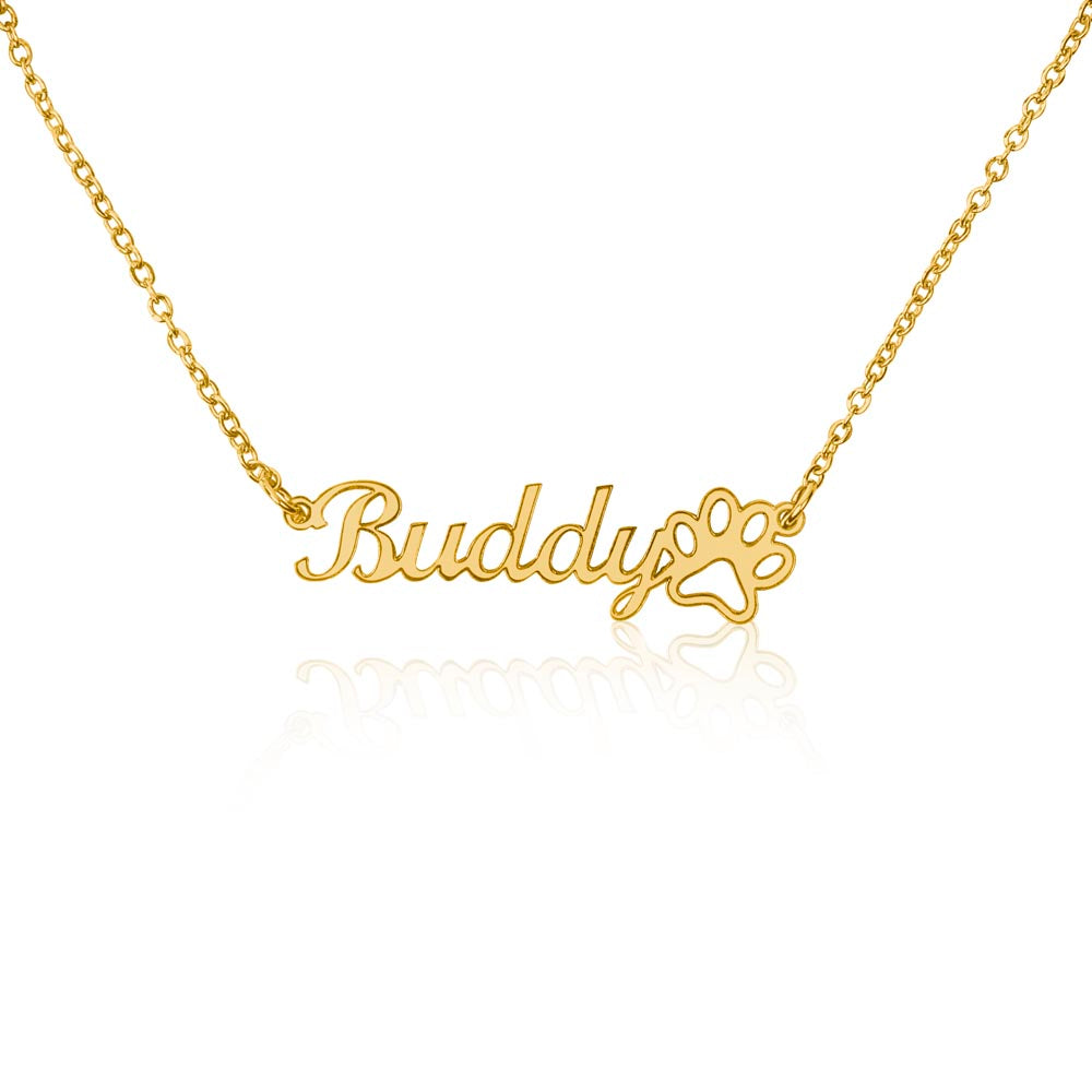 Personalized Pet Name Necklace with Paw Print Pendant