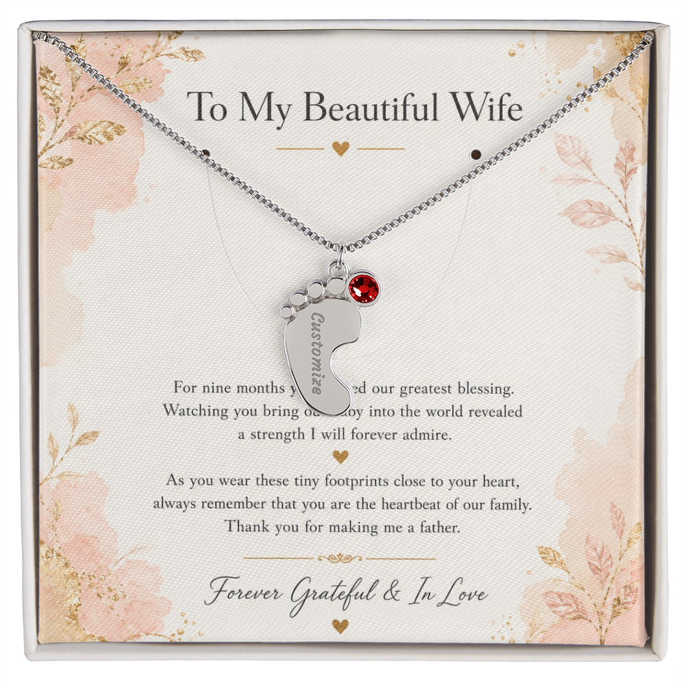 Thank You For Making Me A Father | Custom Baby Feet Necklace Gift for My Wife