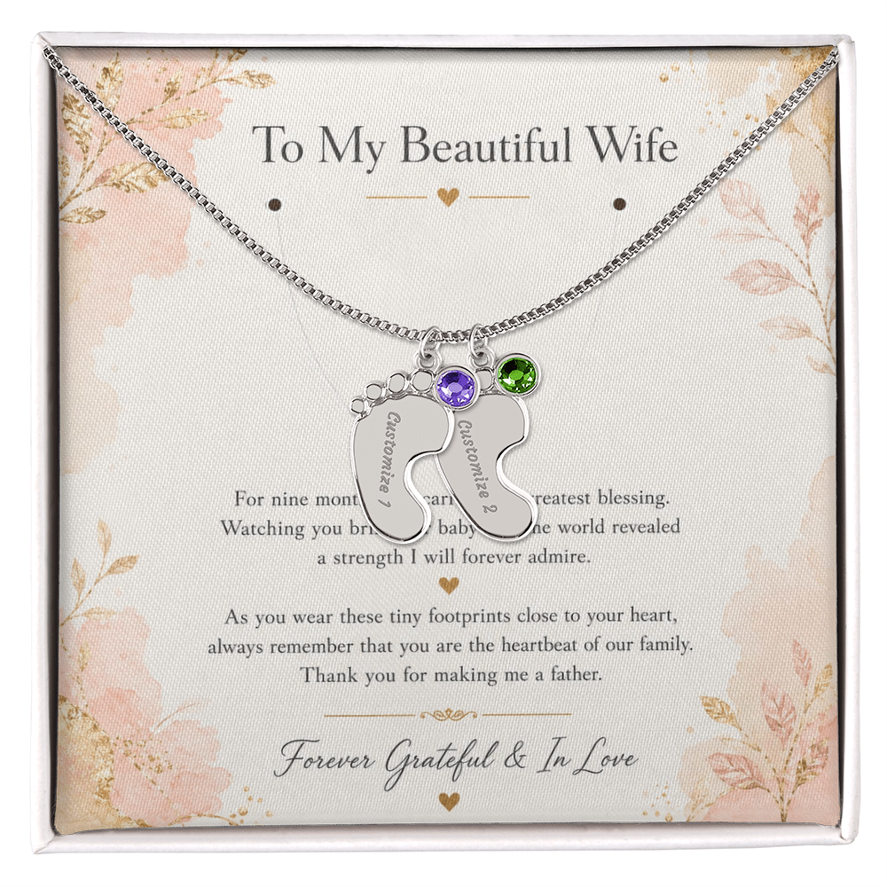 Thank You For Making Me A Father | Custom Baby Feet Necklace Gift for My Wife