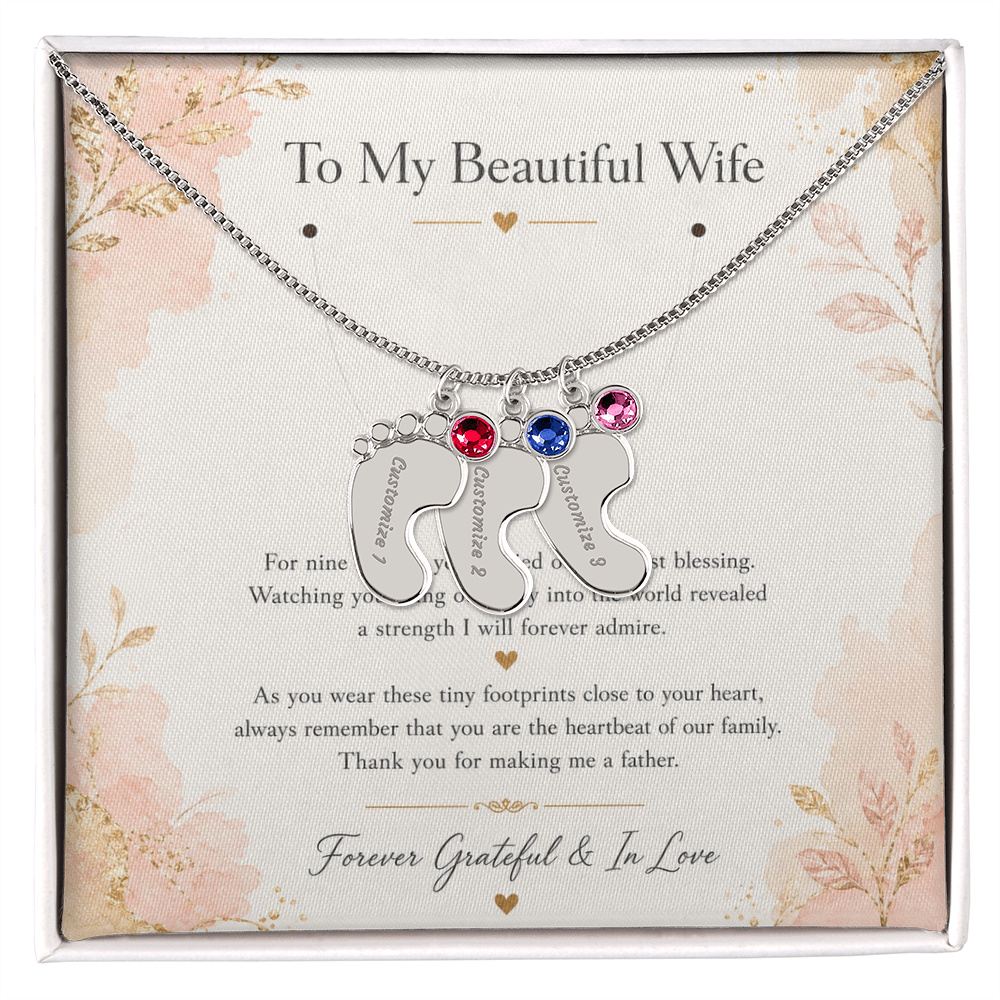 Thank You For Making Me A Father | Custom Baby Feet Necklace Gift for My Wife