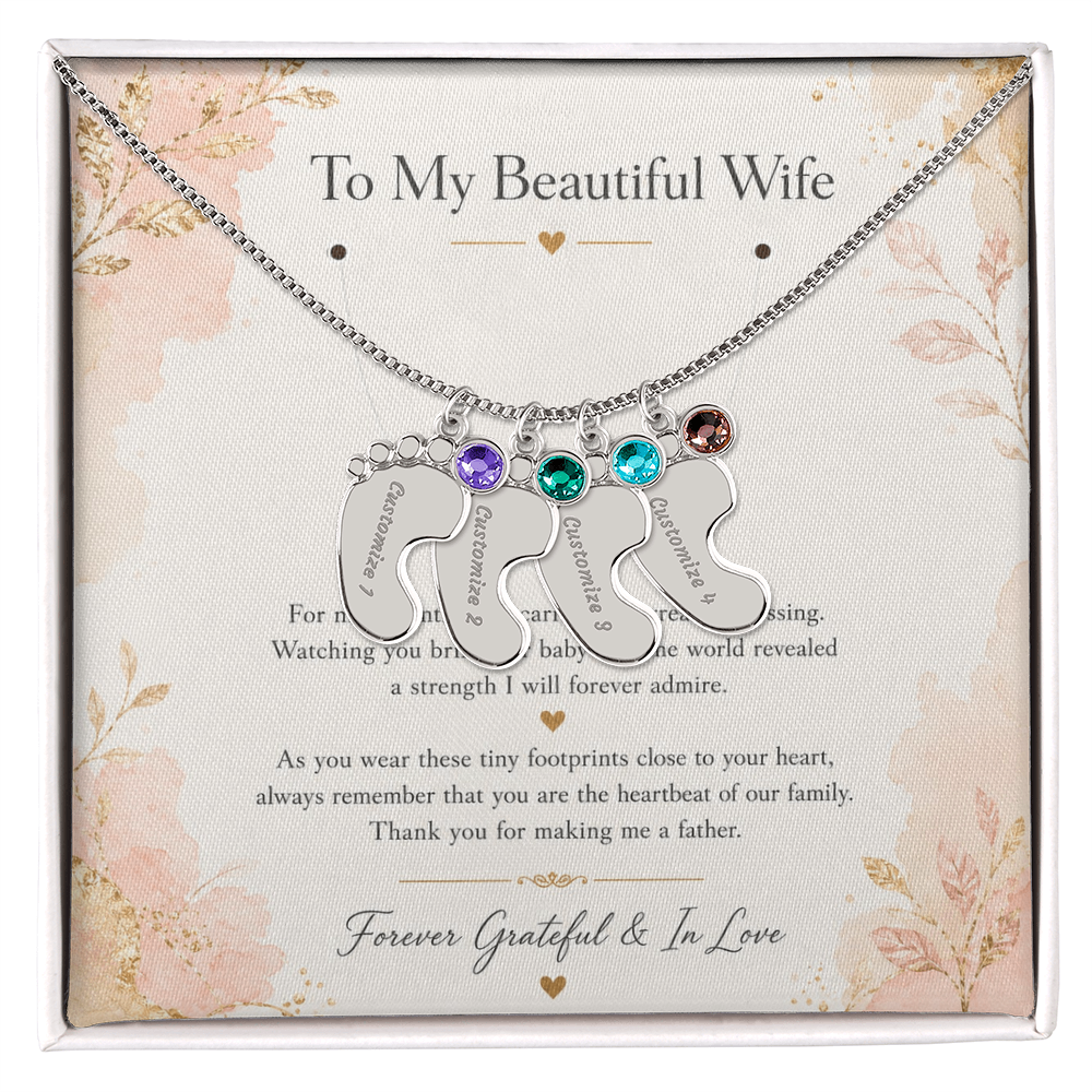 Thank You For Making Me A Father | Custom Baby Feet Necklace Gift for My Wife