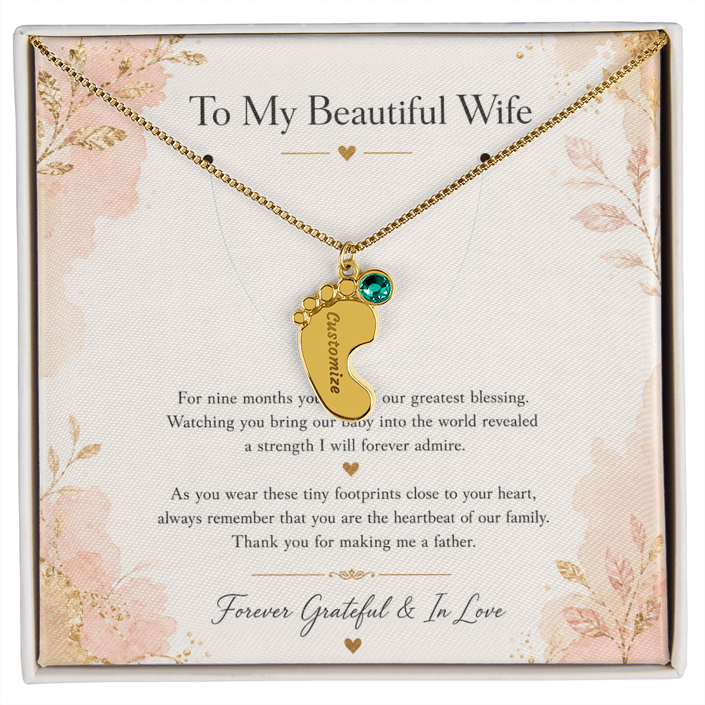 Thank You For Making Me A Father | Custom Baby Feet Necklace Gift for My Wife