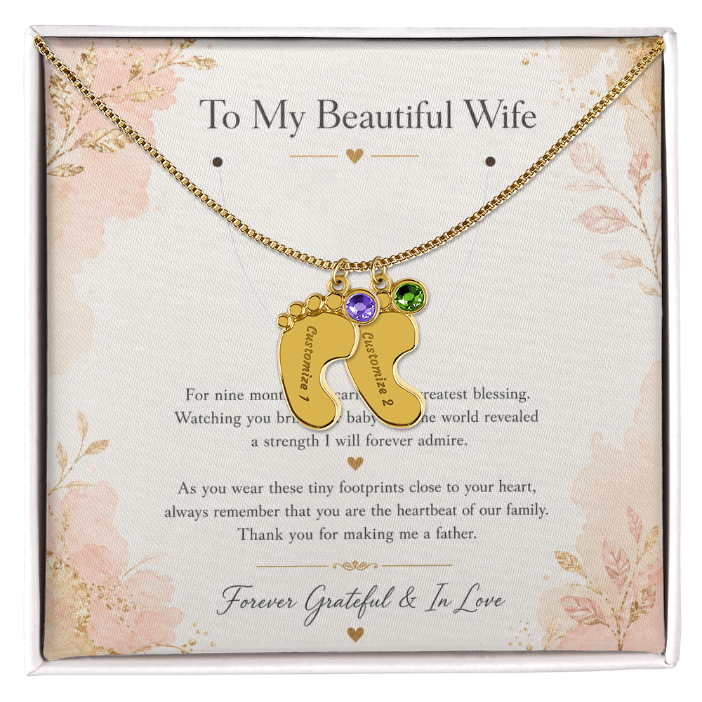 Thank You For Making Me A Father | Custom Baby Feet Necklace Gift for My Wife