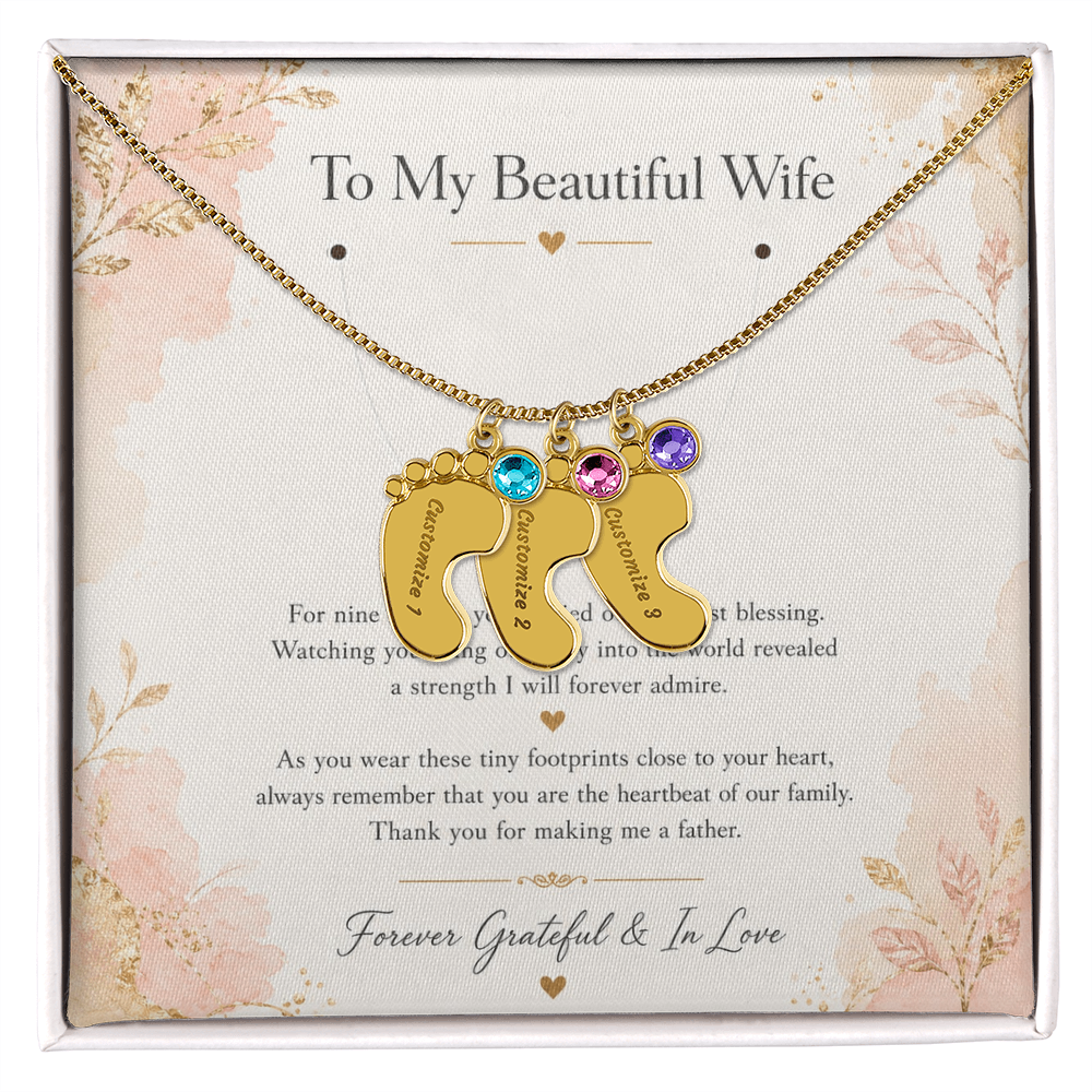 Thank You For Making Me A Father | Custom Baby Feet Necklace Gift for My Wife