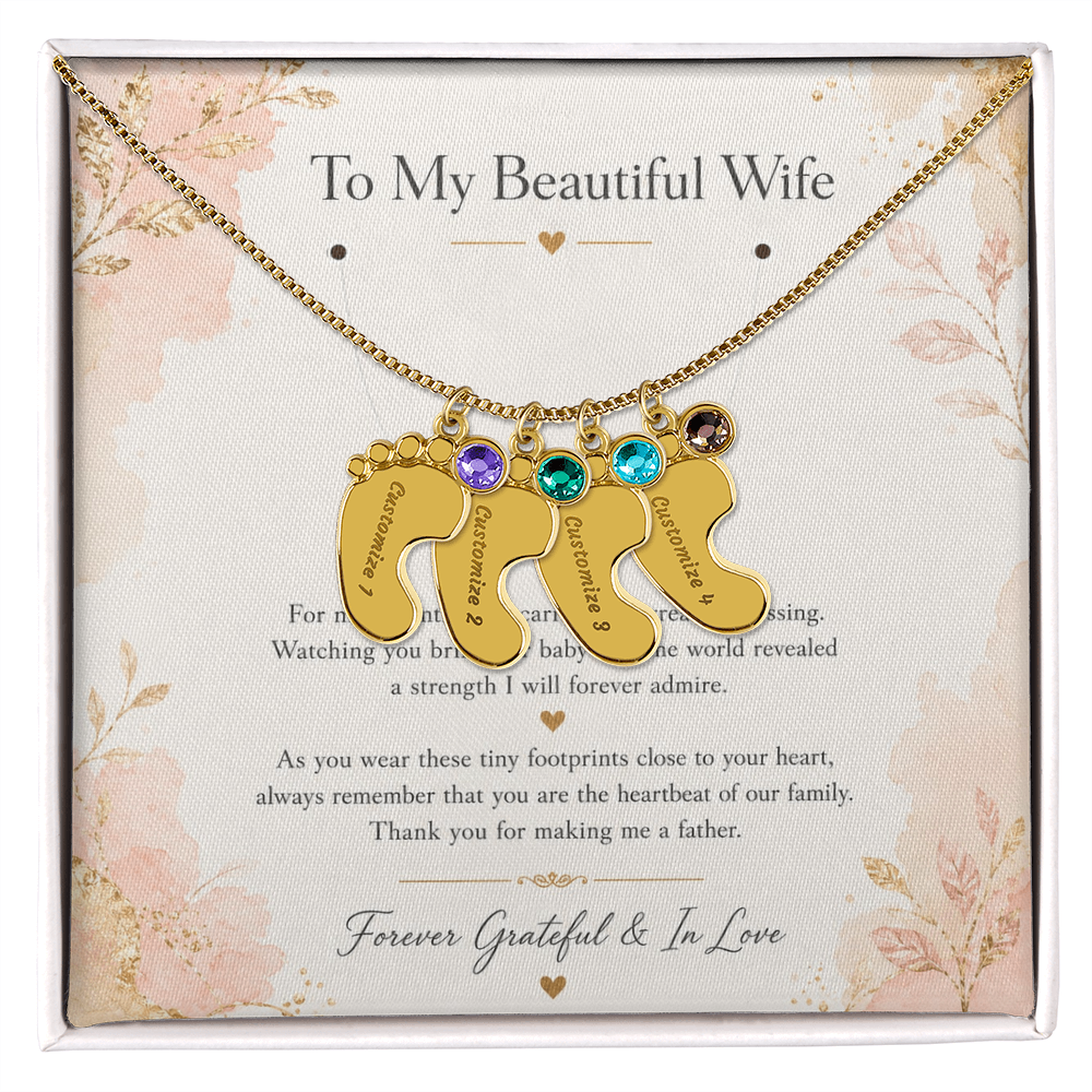 Thank You For Making Me A Father | Custom Baby Feet Necklace Gift for My Wife