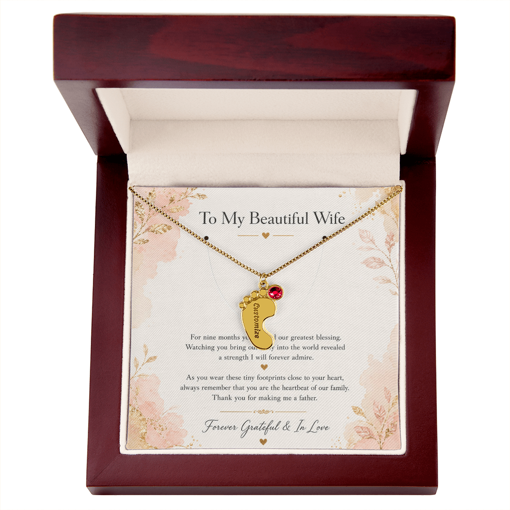 Thank You For Making Me A Father | Custom Baby Feet Necklace Gift for My Wife