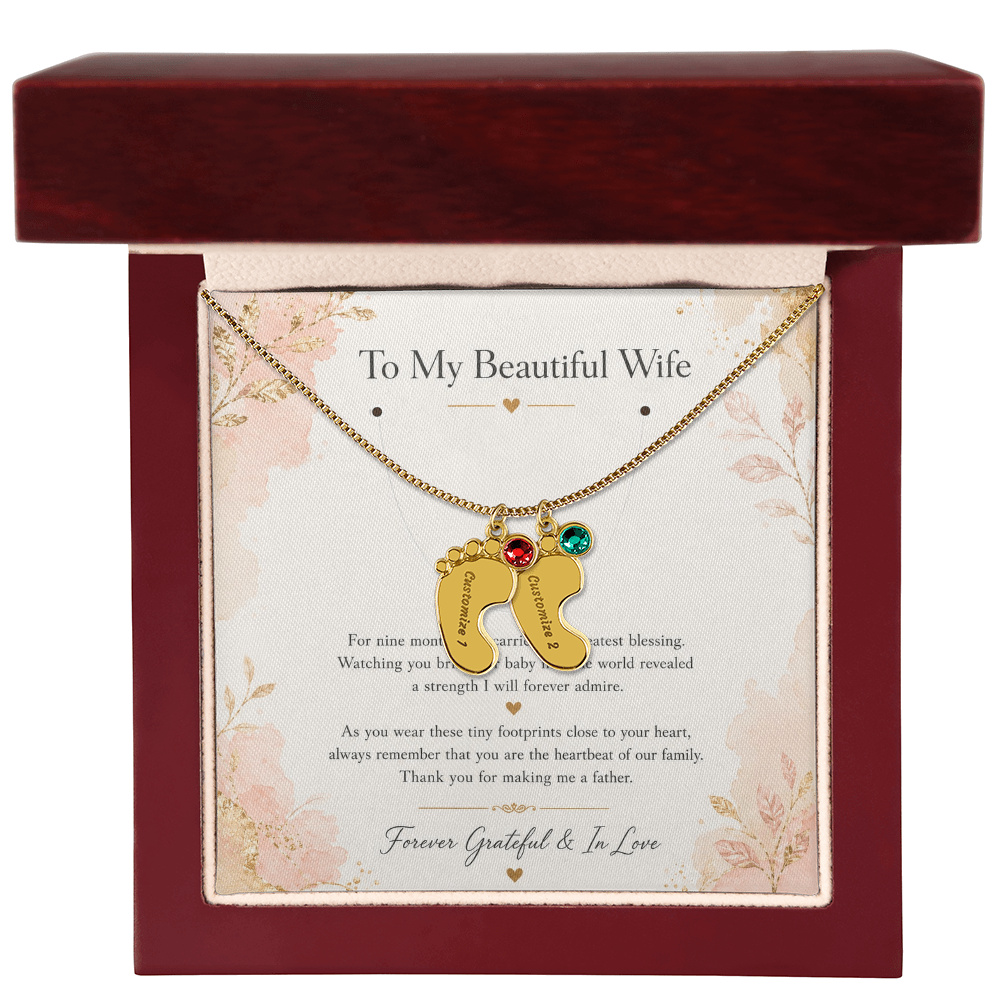Thank You For Making Me A Father | Custom Baby Feet Necklace Gift for My Wife