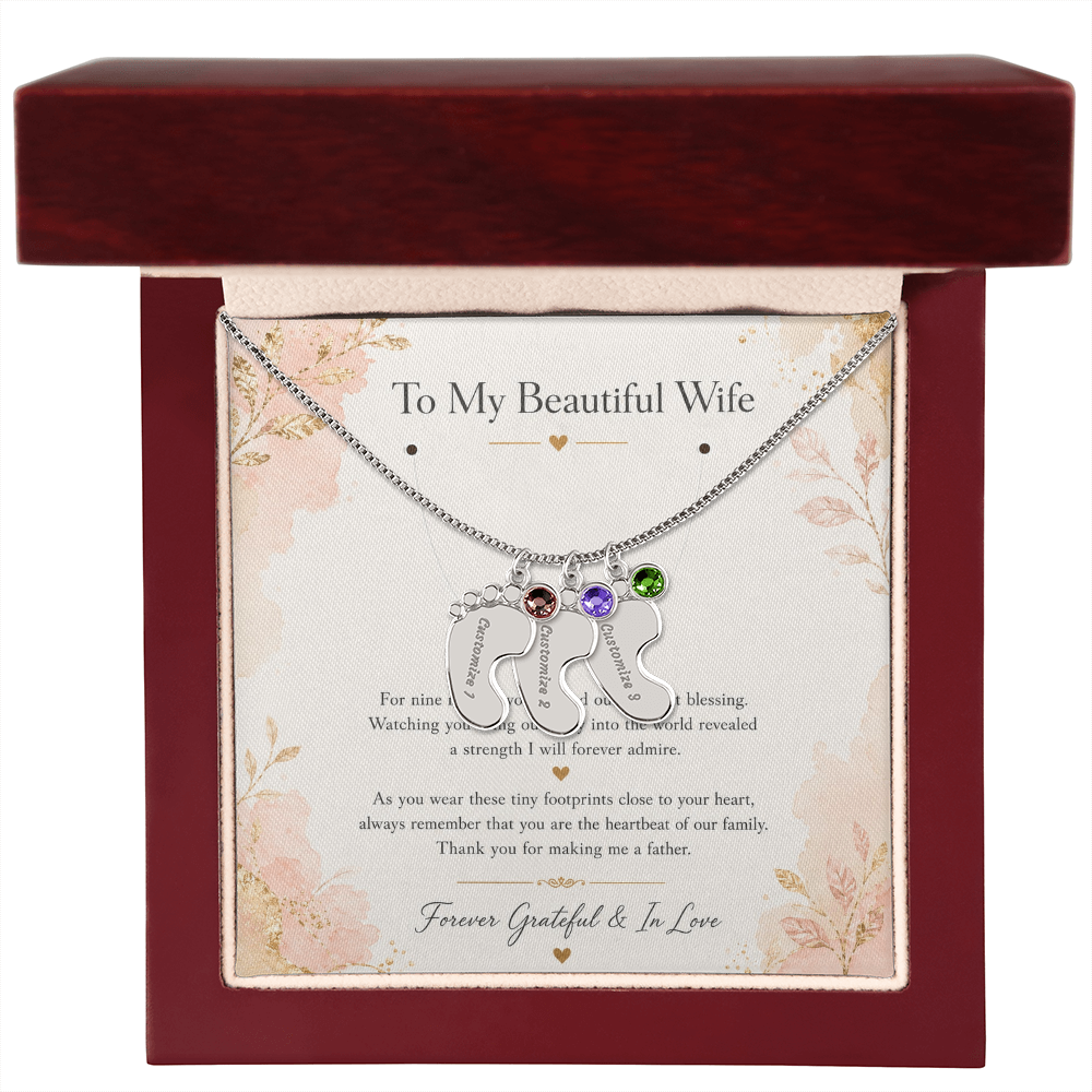 Thank You For Making Me A Father | Custom Baby Feet Necklace Gift for My Wife