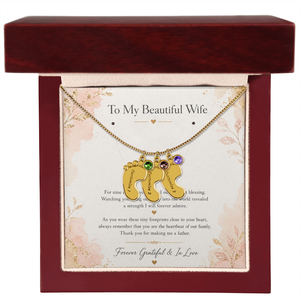 Thank You For Making Me A Father | Custom Baby Feet Necklace Gift for My Wife