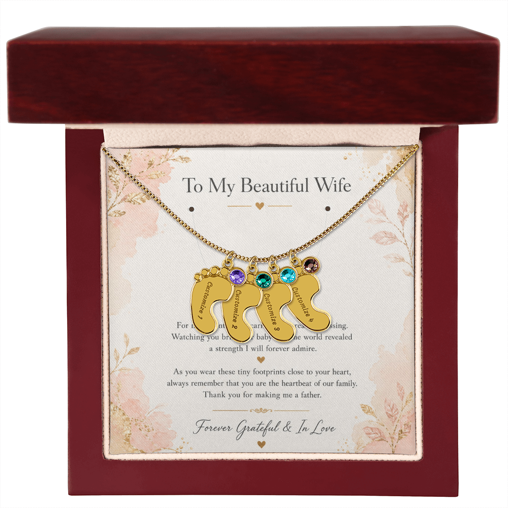 Thank You For Making Me A Father | Custom Baby Feet Necklace Gift for My Wife