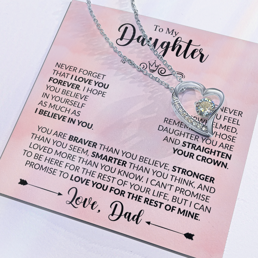 To My Daughter Necklace Gift From Dad – Never Forget I Love You Forever