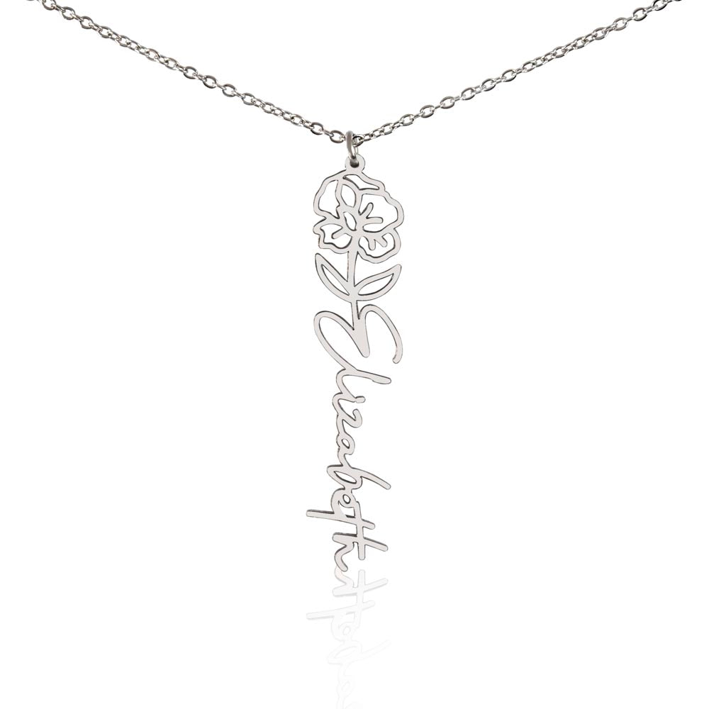 Personalized Flower Name Necklace