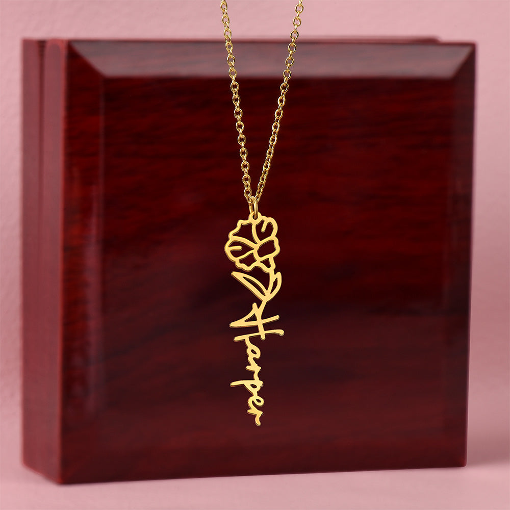 Personalized Flower Name Necklace